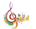 Abstract musical design with a treble clef and sights. Royalty Free Stock Photo